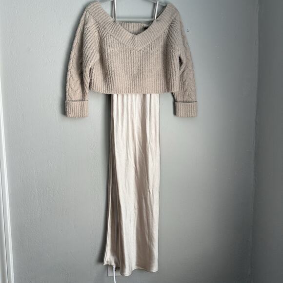 Anthropologie Mare Mare Sweater Slip Dress Cream Size XS - Picture 11 of 16